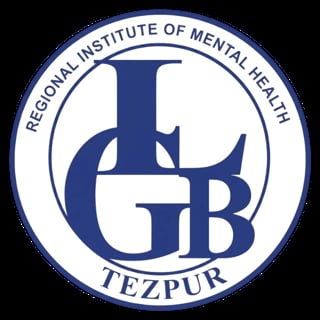 Regional Institute of Mental Health Tezpur logo featuring interlocking letters IGB in dark blue within a circular seal
